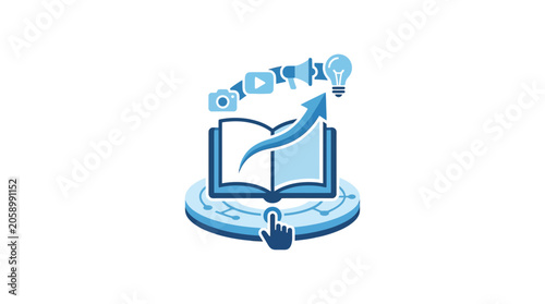 Digital Marketing Growth Book Icon: Social Media, Ideas, Success