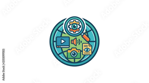 Digital Media Production and Analysis Icon Set