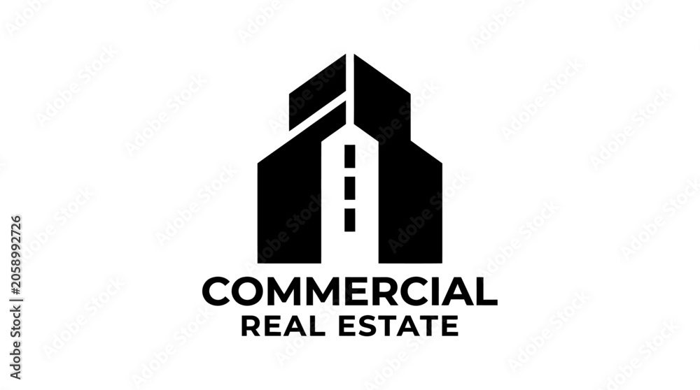 Fototapeta premium Commercial real estate logo design, vector illustration of a modern building icon