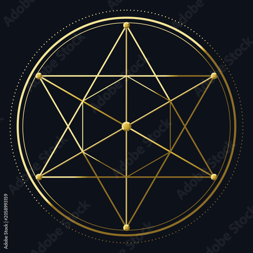 Fotografía Golden Merkabah star sacred geometry symbol representing divine energy and spiri