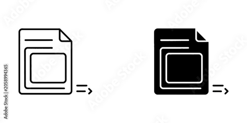File slide presentation icon set with export and document symbols document presentation business interface graphics technology management