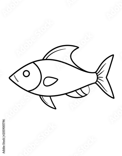 A simple line drawing of a fish with minimal details