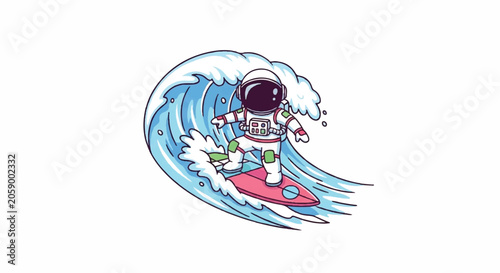 Astronaut Surfing on a Cosmic Wave.