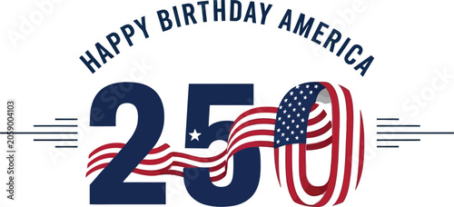 Cuadro en lienzo 250th birthday of the united states graphic with american flag and patriotic des
