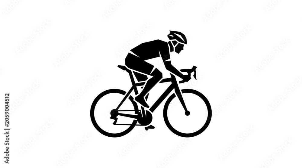 Fototapeta premium Cyclist Riding Bicycle in Motion on Road.