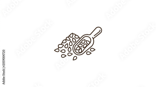 Foto Scoop of Seeds Illustration Simple Line Art.
