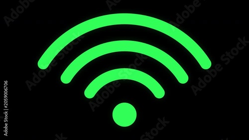 Animated WiFi symbol changing from red to orange and green as signal strength grows