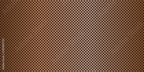 Foto Wide metallic copper or bronze gradient speaker grille or metal grill mesh vector background
