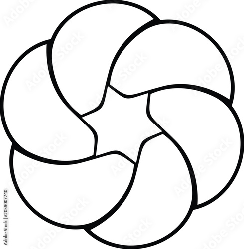 Minimalist black outline flower geometric icon on white background