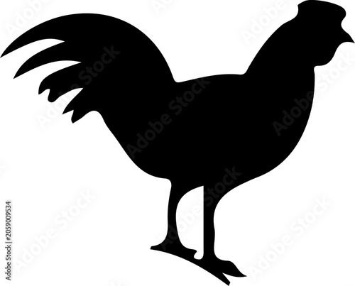 Black Rooster Silhouette for Farm Food and Chicken Restaurant Branding