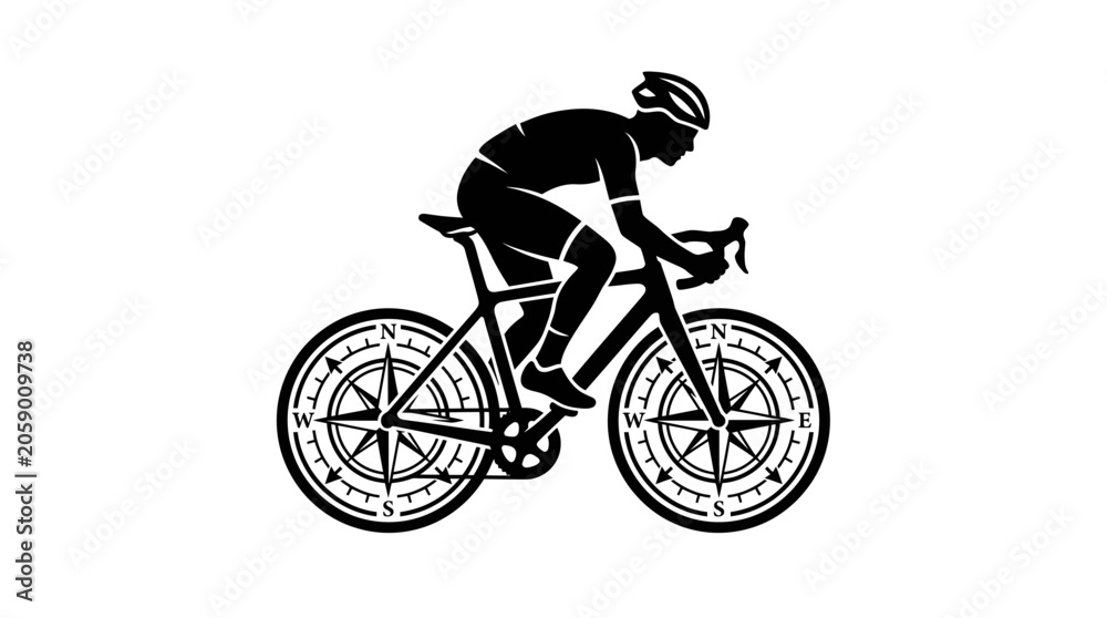 Obraz premium Silhouette of a Cyclist Riding a Mountain Bike.