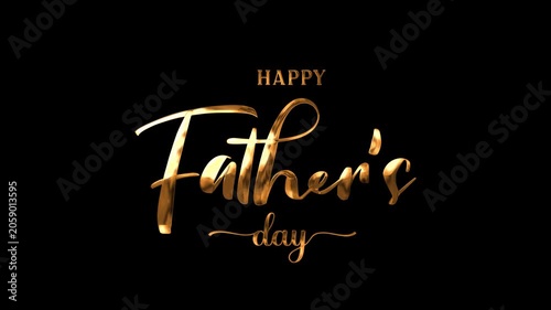 Happy Father's Day Lettering Animated Text in gold background. Suitable for Father's Day celebrations, greetings, events, etc. Alpha Channel 4K