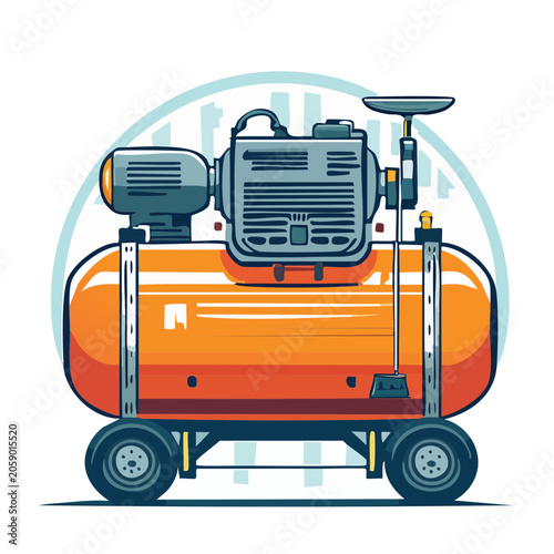Orange portable air compressor illustration
