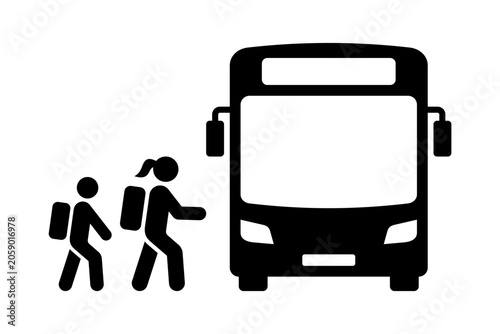 School bus icon. Public transport. Vector icon isolated on white background.