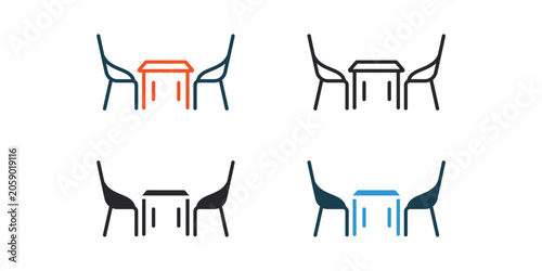 food table icons outline and Flat Style,transparent background