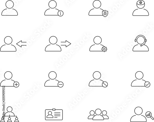 User Management Icon Set Minimal Line Art Vector