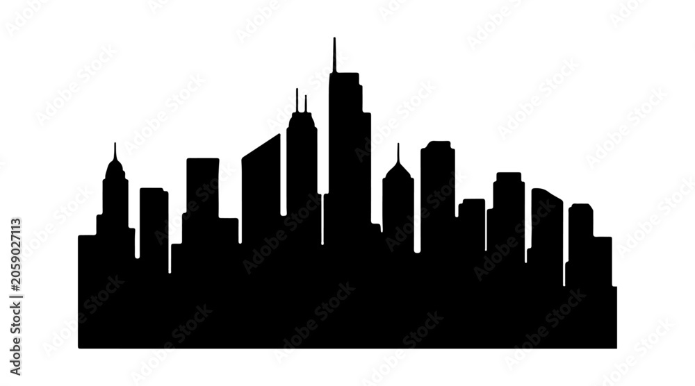 Obraz premium New York City Skyline Silhouette Vector Illustration of Urban Skyscrapers and Cityscape Panorama