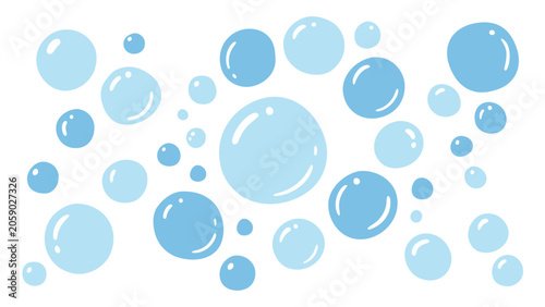 Bild auf Leinwand Cartoon bubbles clipart drawing with cute blue water circle shapes and simple do