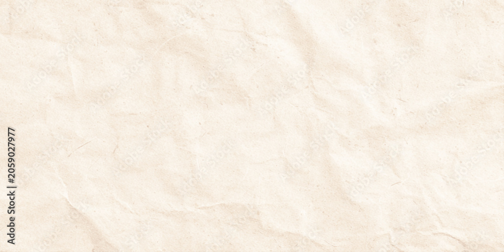 Fototapeta premium Crumpled beige paper texture background with wrinkles and creases
