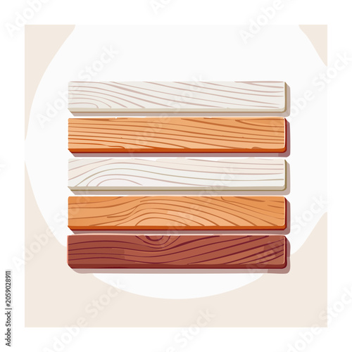 Stacked Wooden Planks in Flat Design Style