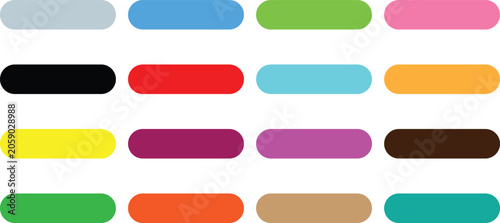 Grid of horizontal colorful rounded capsule swatches on white background