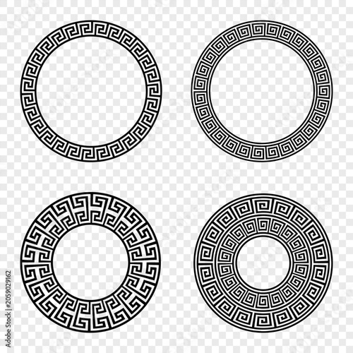 Circle frame meander pattern Vector illustration