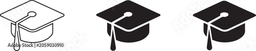 Obraz na plátně Graduation hat cap vector icon isolated on white background.