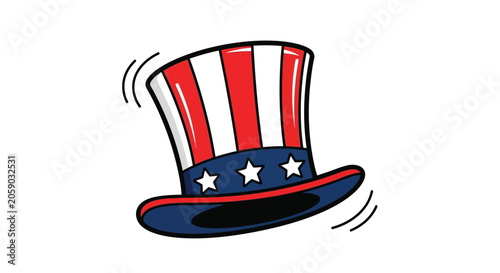 Uncle Sam Hat With Stars And Stripes Vector Illustration On White Background