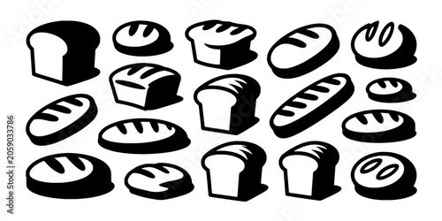 Pastry Icons Set of Monochrome Baked Goods, Illustrated Bakery Vector Shapes for Menu, Branding, and Pattern Design