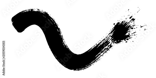 Εκτύπωση καμβά Abstract black brush stroke with ink splash effect, representing dynamism and creative expression