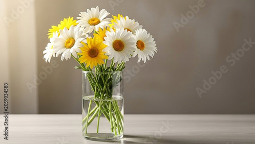 Fresh Daisy Flowers in a Clear Glass Vase