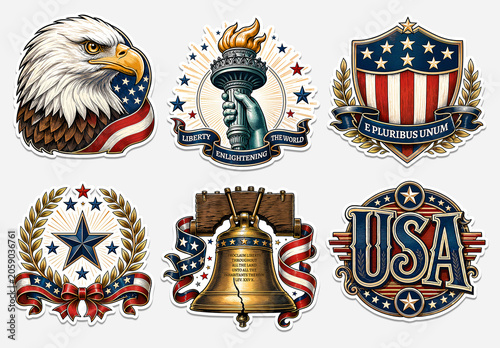 USA Independence Day Patriotic Sticker Layout Set
