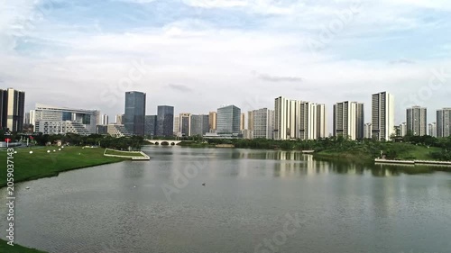 Urban Skyline Across a Tranquil Lake