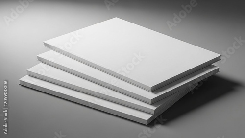 Stack of White Blank Books on Gray Background