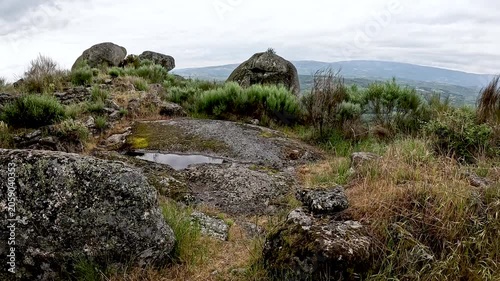 Boulders in Castro de Santiago archaeological site, parish of Figueiró da Granja, Fornos de Algodres, district of Guarda, Portugal