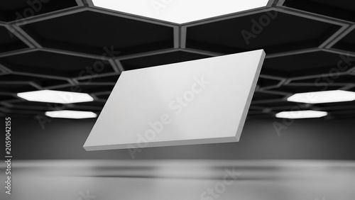 Modern Geometric Ceiling with Hexagonal Pattern and Lights