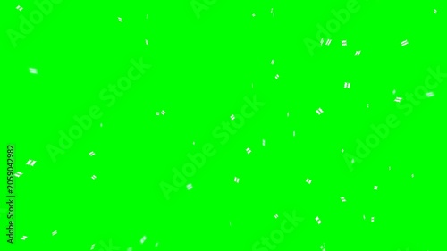 White Confetti Falling Loop on Green Screen Abstract Celebration Animation