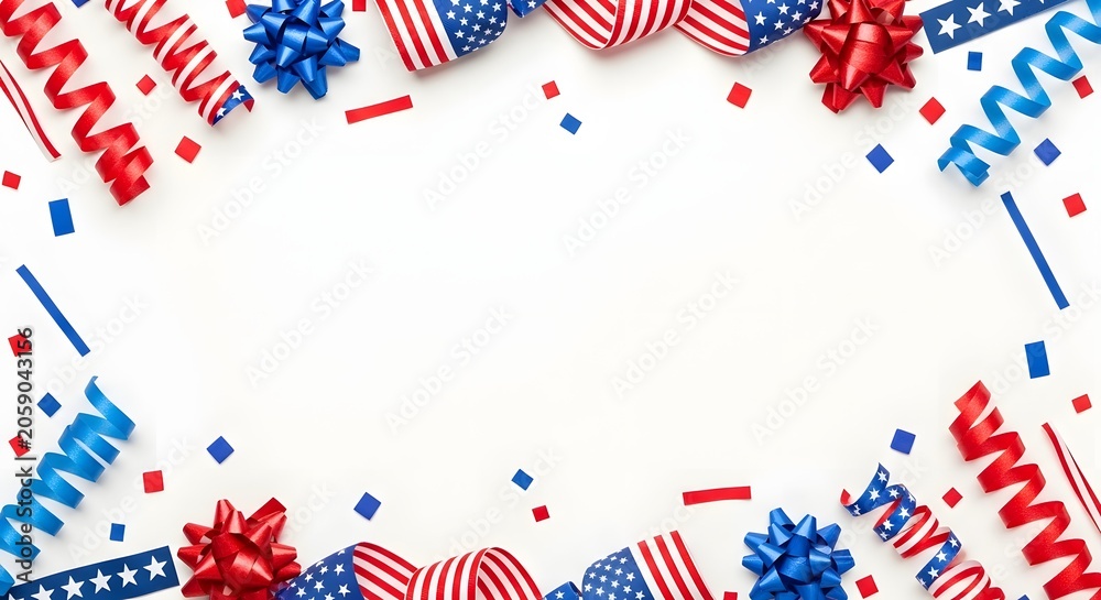 Fototapeta premium Labor day uas canada celebration festive patriotic decorations american canadian flags holiday border
