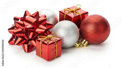Red and Silver Christmas Ornaments and Gifts