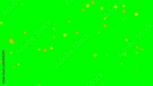 Floating Glowing Particles Moving on Screen with Green Background