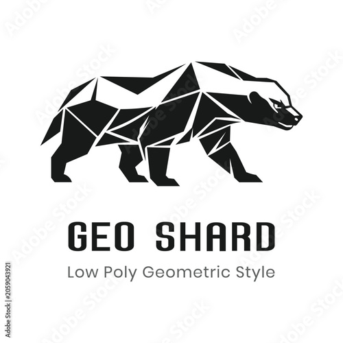 Minimalist Honey Badger Logo Vector with Creative Low Poly Geometric Shard Style