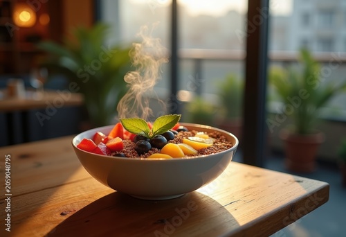 Sophisticated Seamless Superfood Smoothie Bowl Abstract Leisure Atmosphere Urban Cafe Healthy Lifestyle