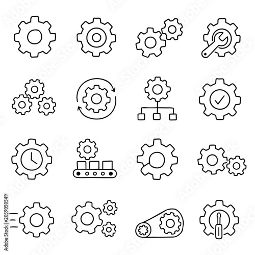 Vászonkép Gear Settings Process Outline Icons