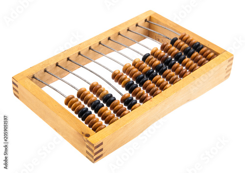 Wooden abacus isolated on white background.