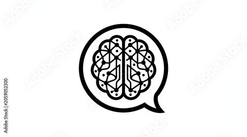 Brain inside speech bubble icon
