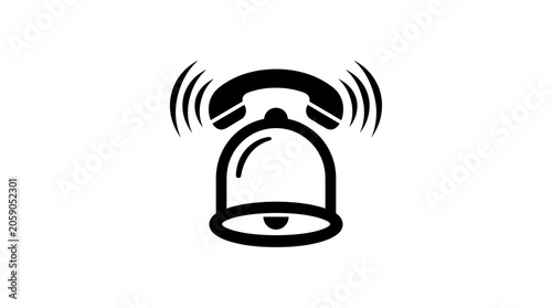 Black vintage telephone on alarm bell icon