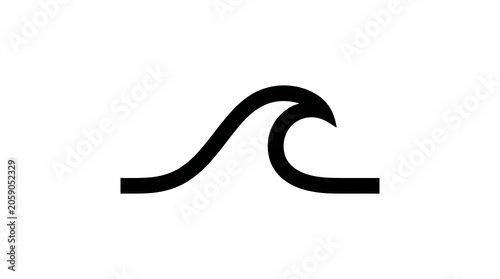 Black wave icon with smooth flowing design