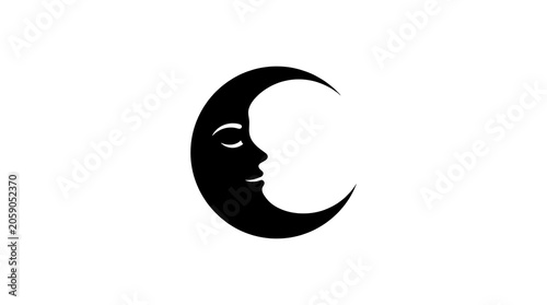 Cute moon face icon with smiling eyes