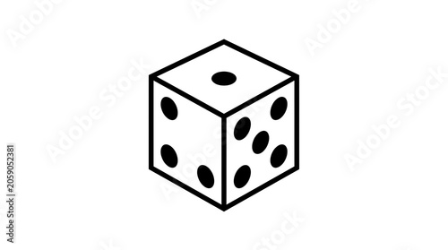 Dice showing five dots on white background