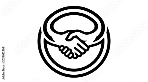 Handshake inside a brain illustration